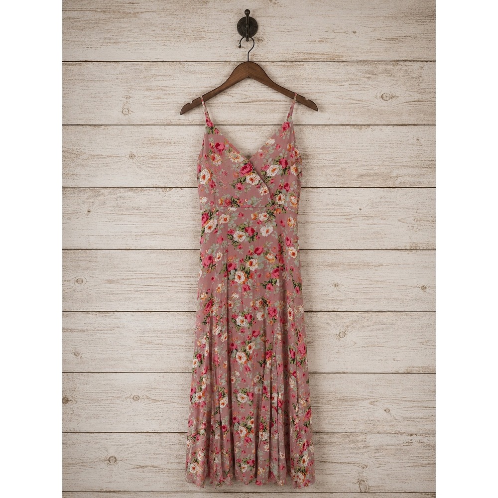 Lulus Maxi Dress‎ Floral Surplice V-Neck Pink Size M